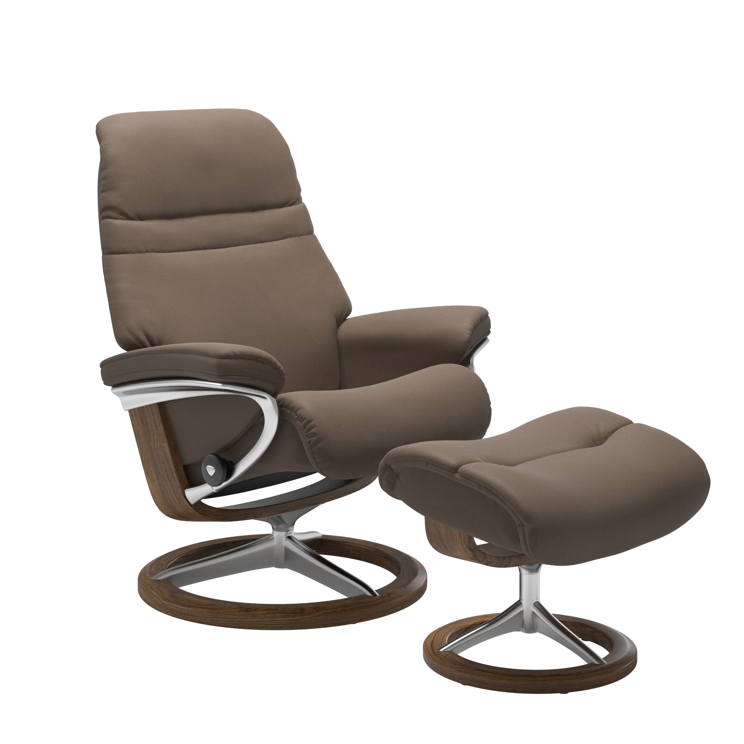 Stressless Sunrise Signature Sessel mit Hocker M Leder Batick Mole Teak Chrom