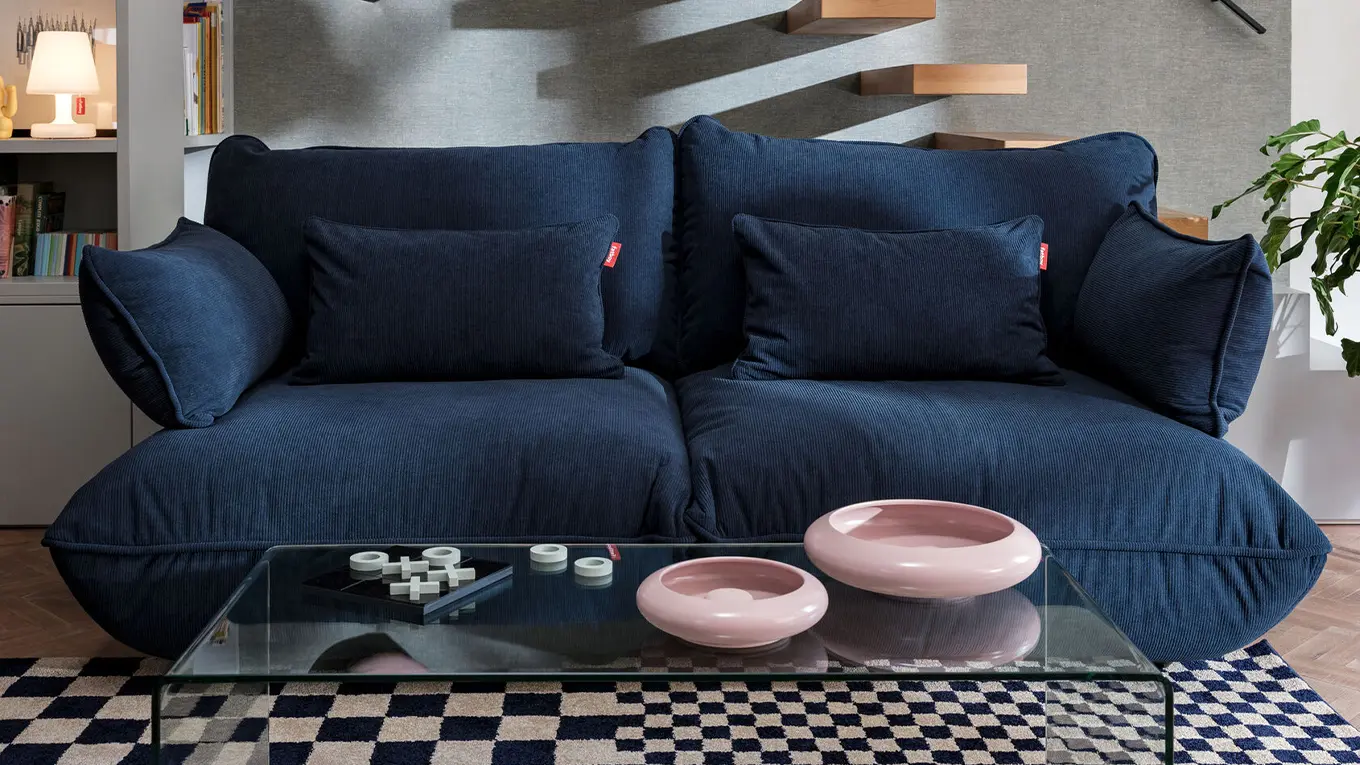 Dunkelblaues Fatboy Sumo Sofa aus Cord stoff