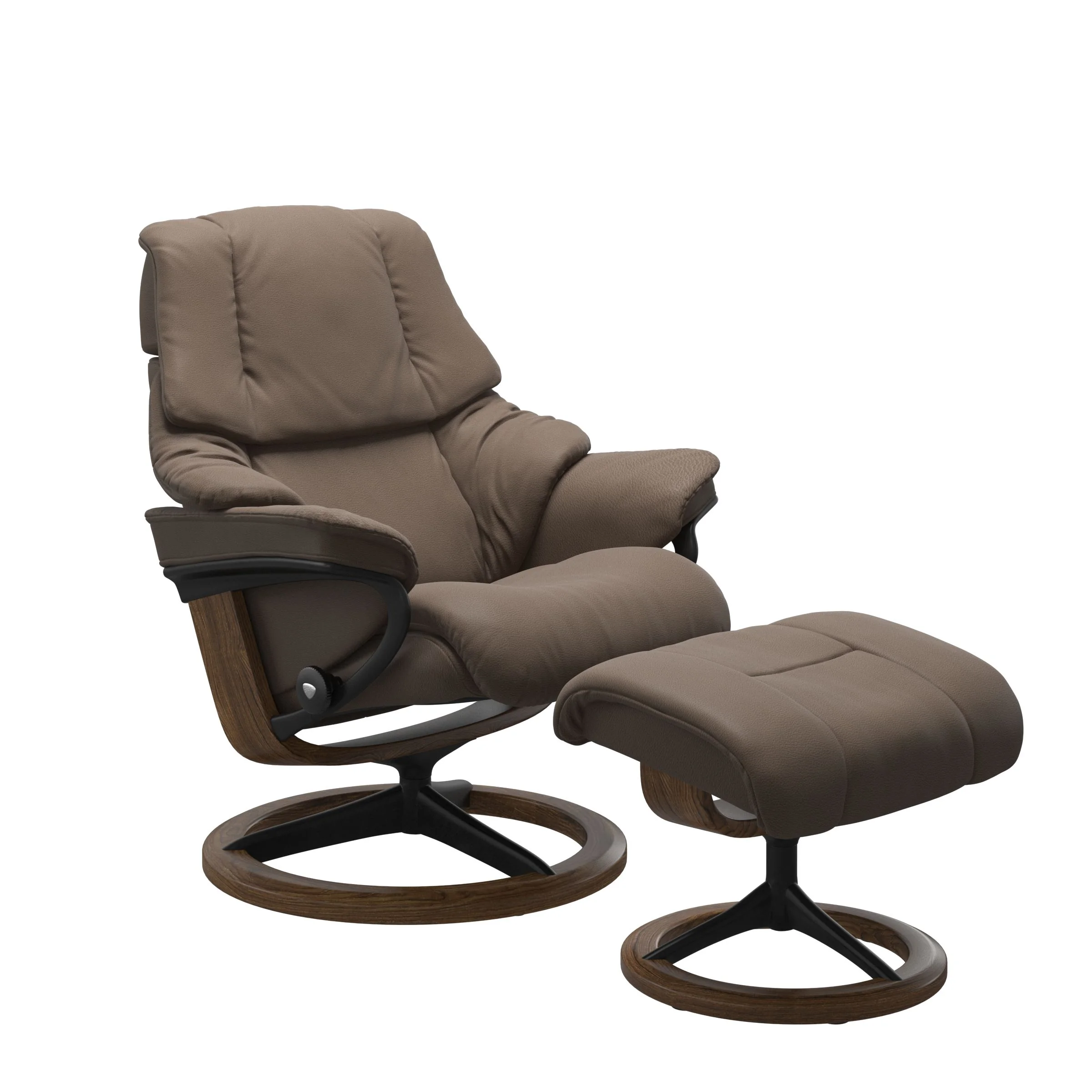 Stressless Reno Signature Sessel mit Hocker M Leder Batick Mole Teak Mattschwarz
