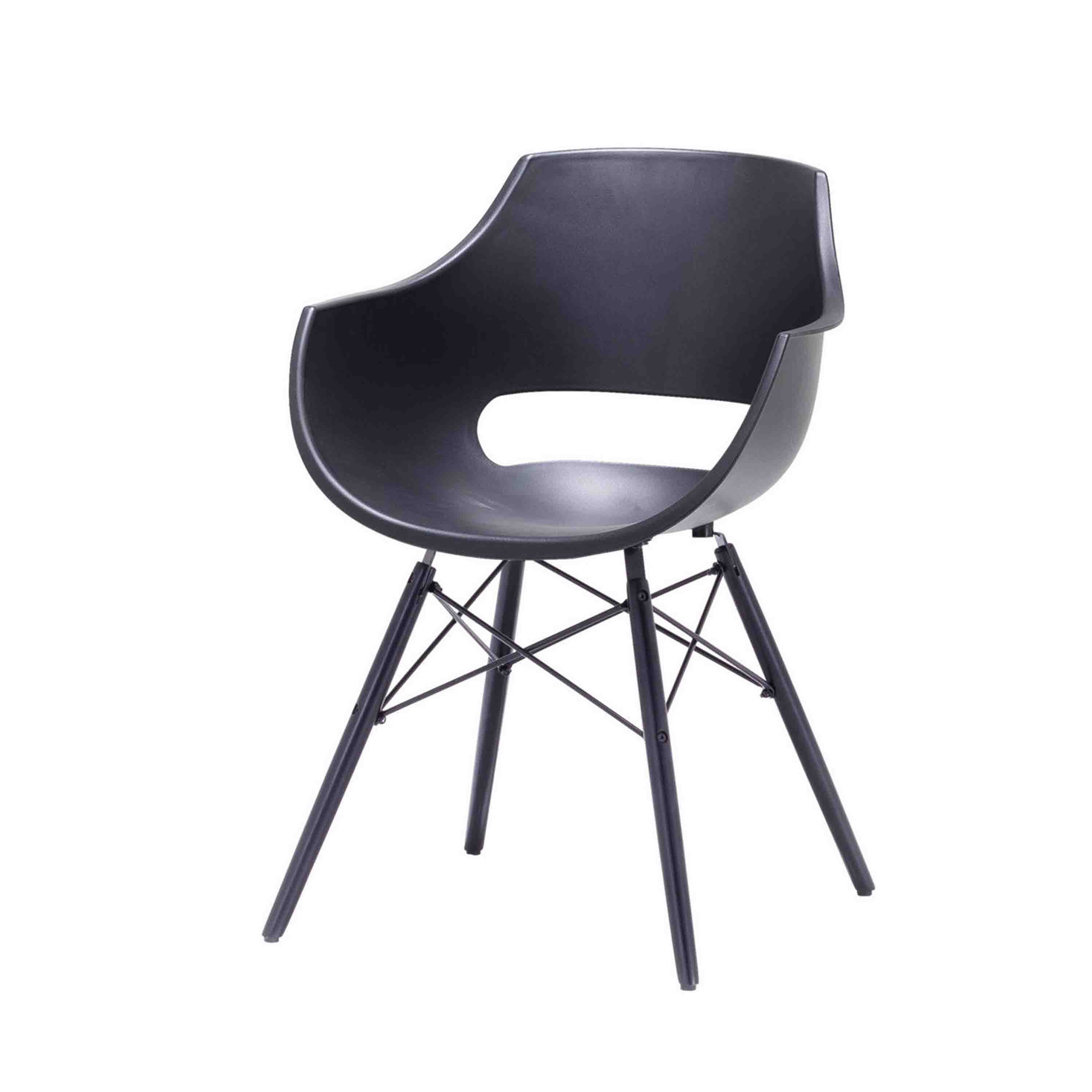 MCA Furniture Schalenstuhl Rockville 4er-Set Gestell Schwarz matt lackiert Schwarz