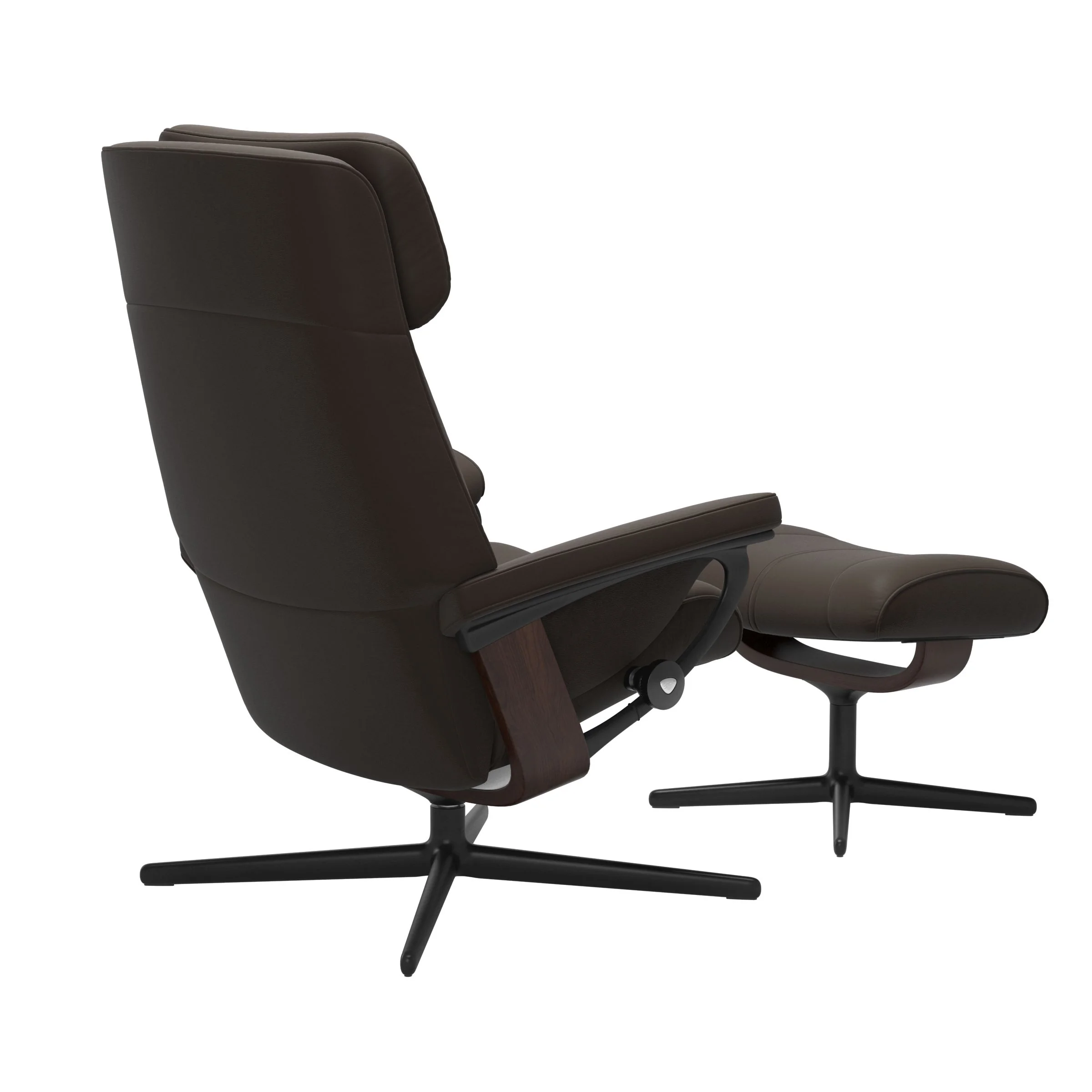 Stressless Paul Cross Sessel mit Hocker M Leder Batick Braun Mattschwarz