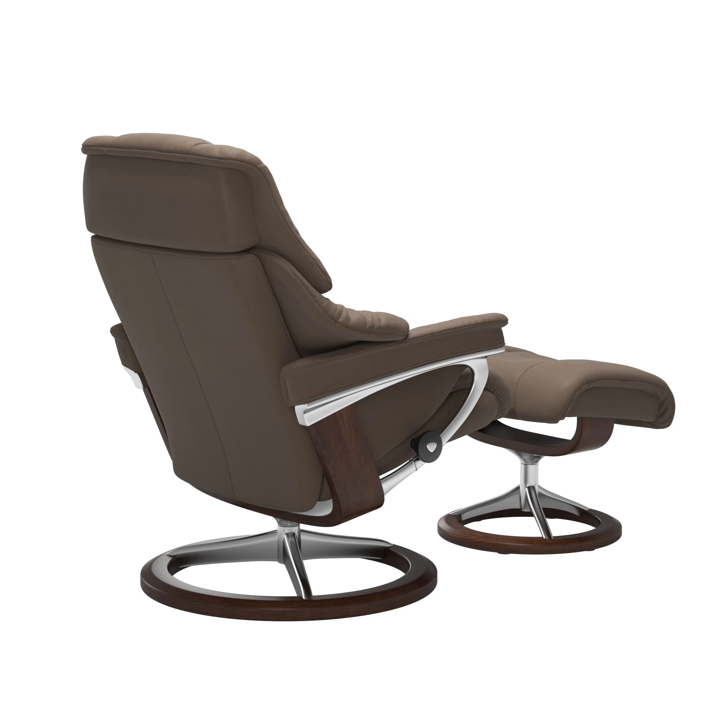Stressless Reno Signature Sessel mit Hocker M Leder Batick Mole Braun Chrom
