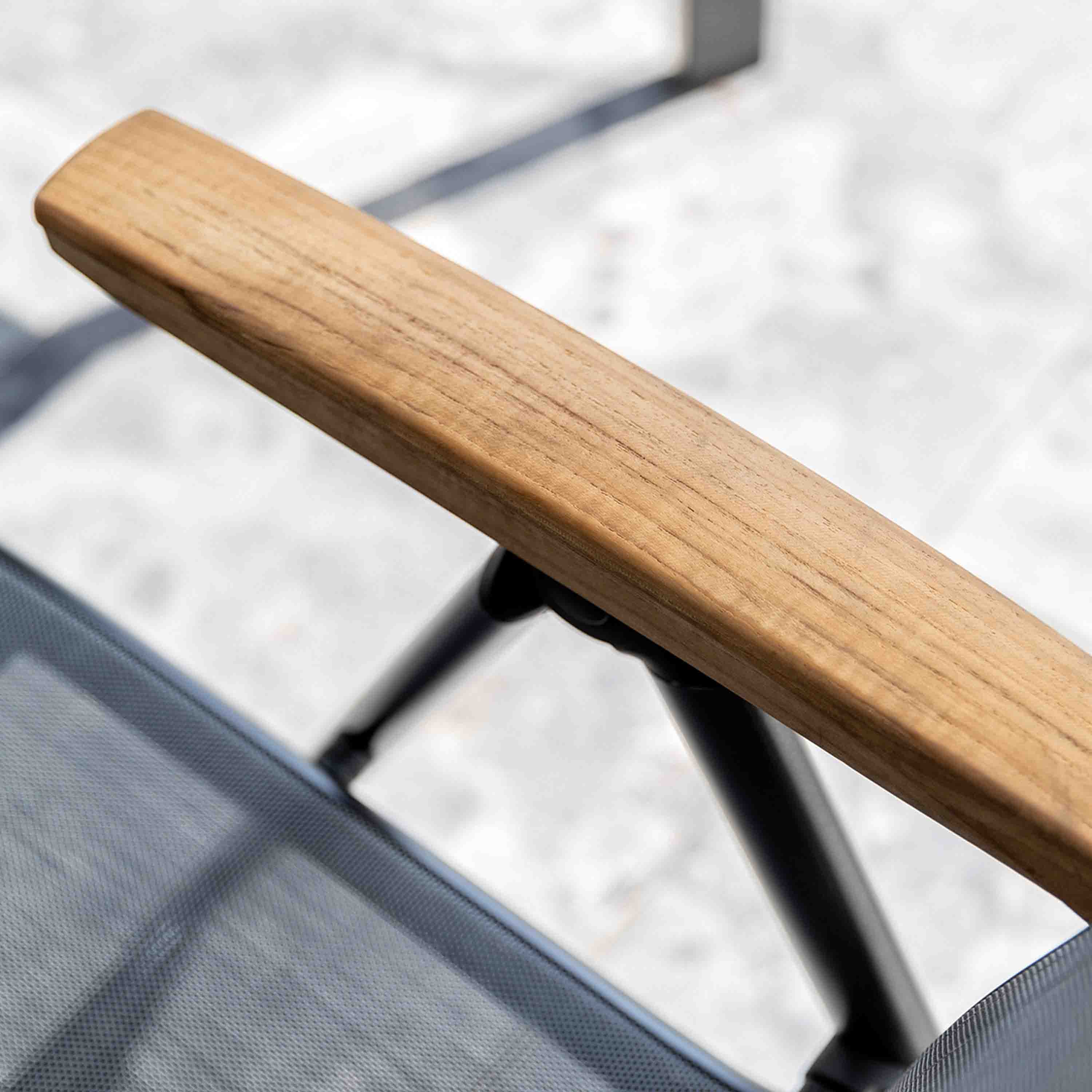 Kettler Gartensessel Cirrus Multipositionssessel Armlehne Teak Anthrazit/Anthrazit-Grau
