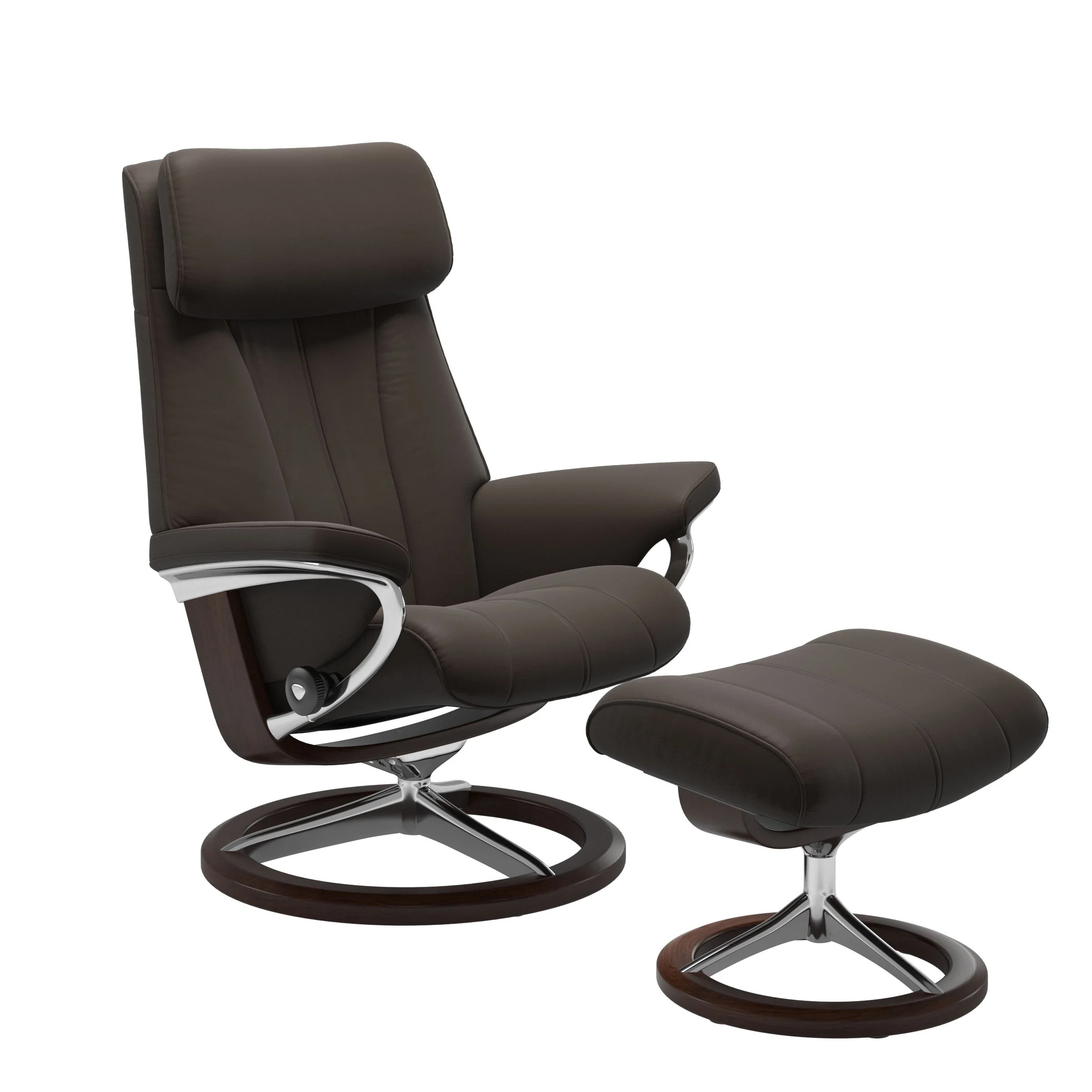 Stressless Paul Signature Sessel mit Hocker M Leder Batick Braun Chrom
