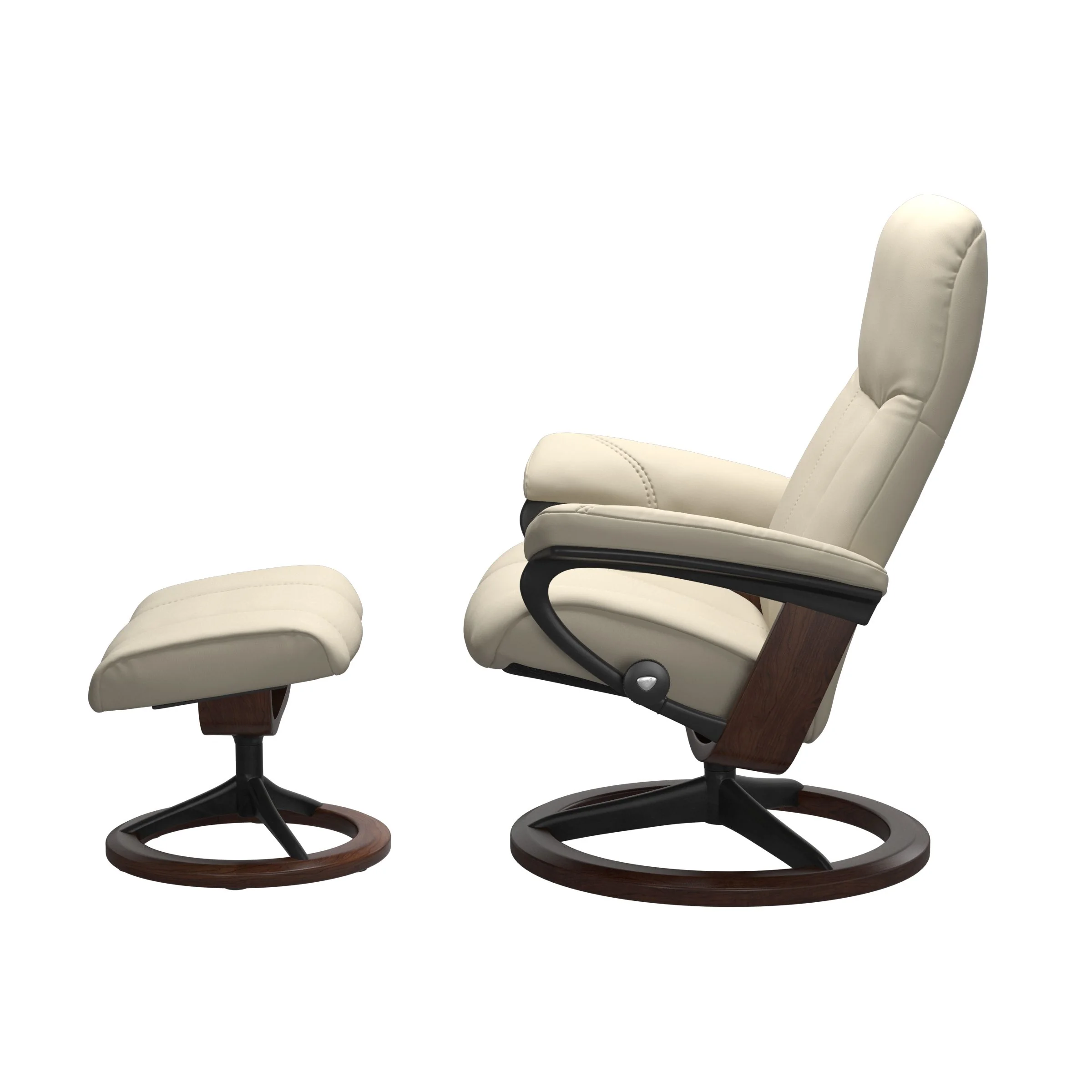 Stressless Consul Signature Sessel mit Hocker M Leder Batick Cream Braun Mattschwarz