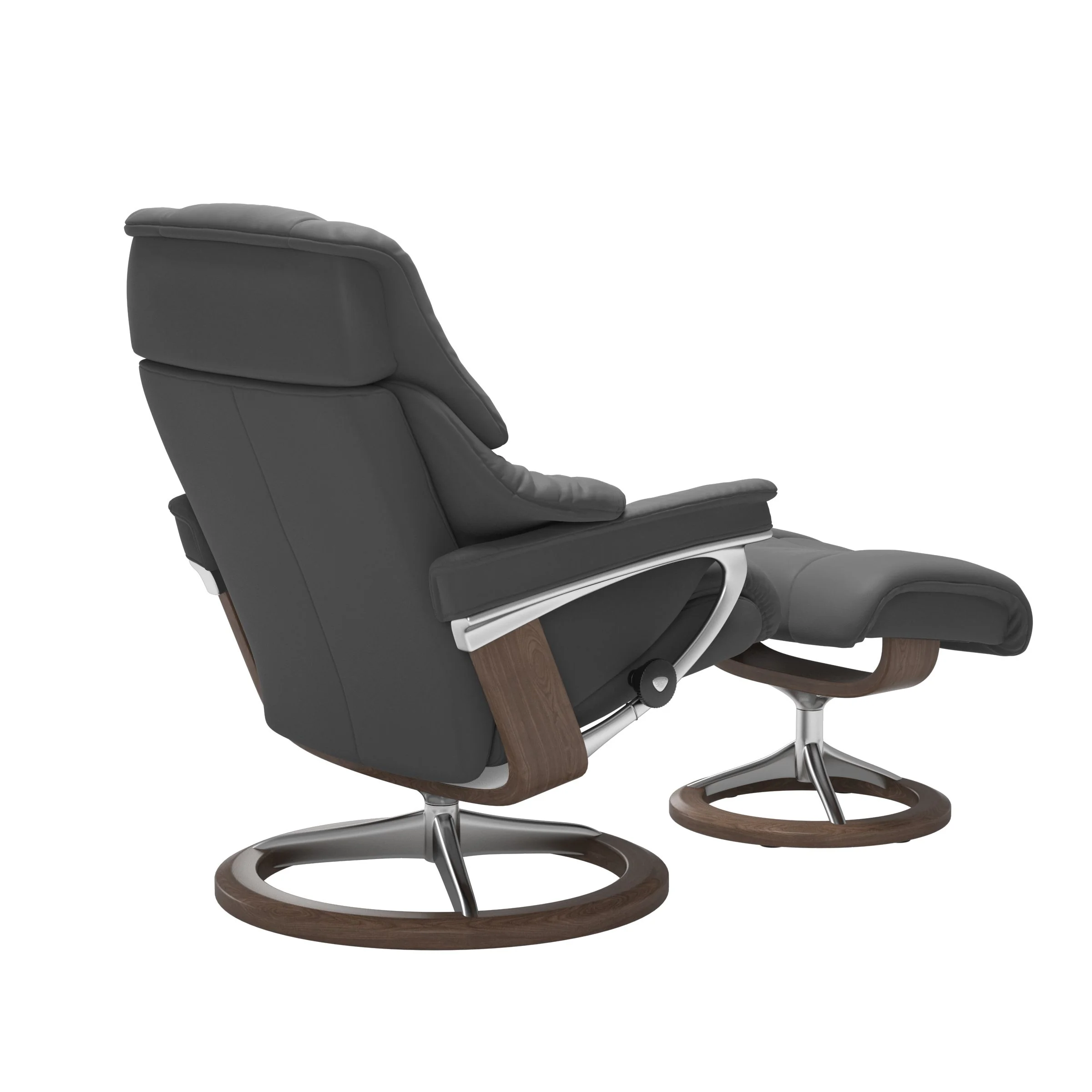 Stressless Reno Signature Sessel mit Hocker M Leder Batick Walnuss Chrom