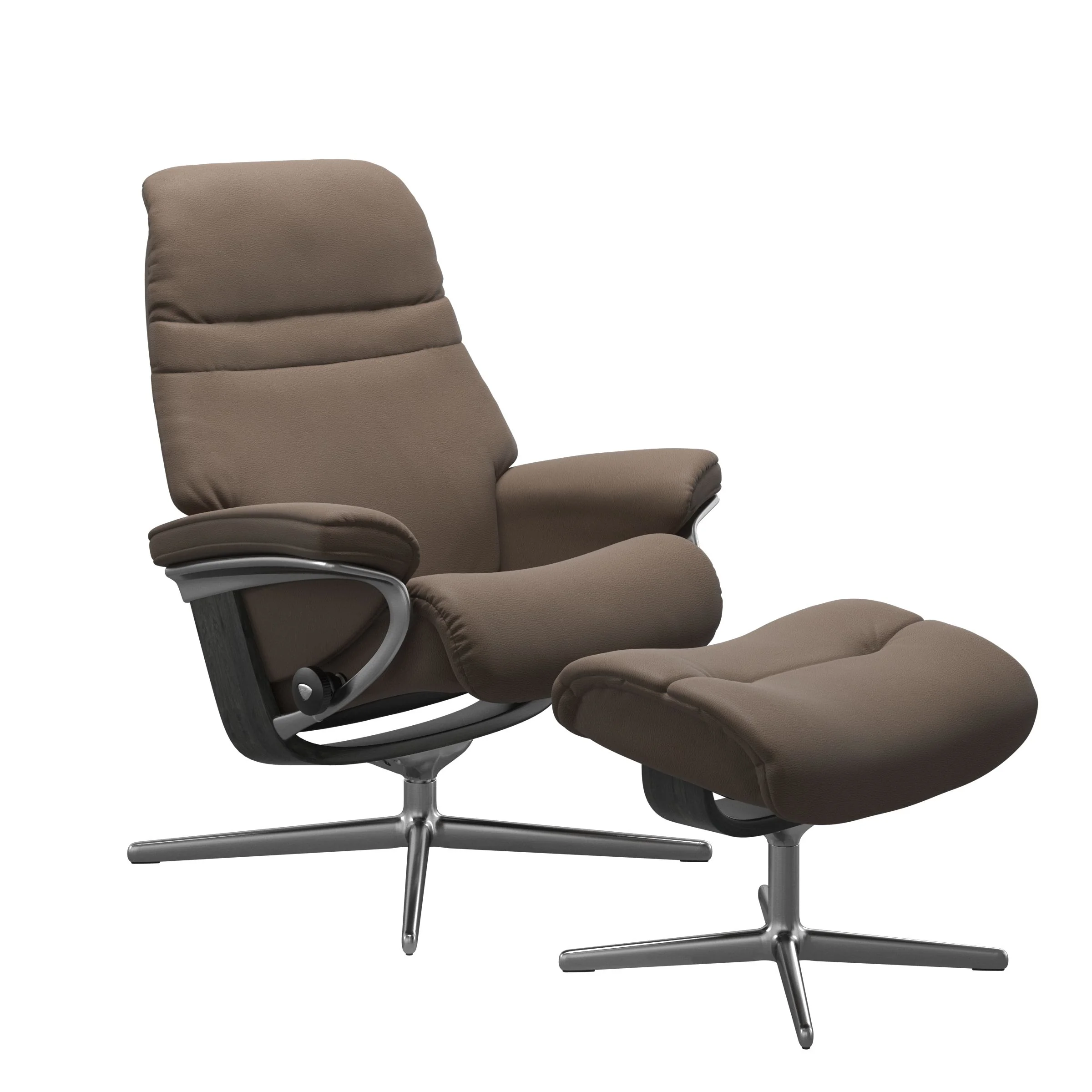 Stressless Sunrise Cross Sessel mit Hocker M Leder Batick Mole Grau Chrom