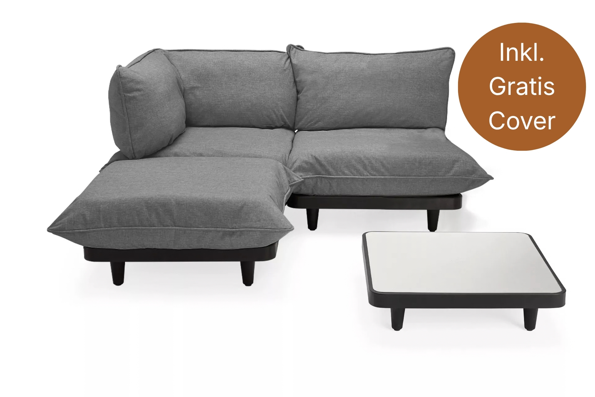 fatboy Gartensofa Paletti Set Medium Incl. L.Grey Table Rock Grey