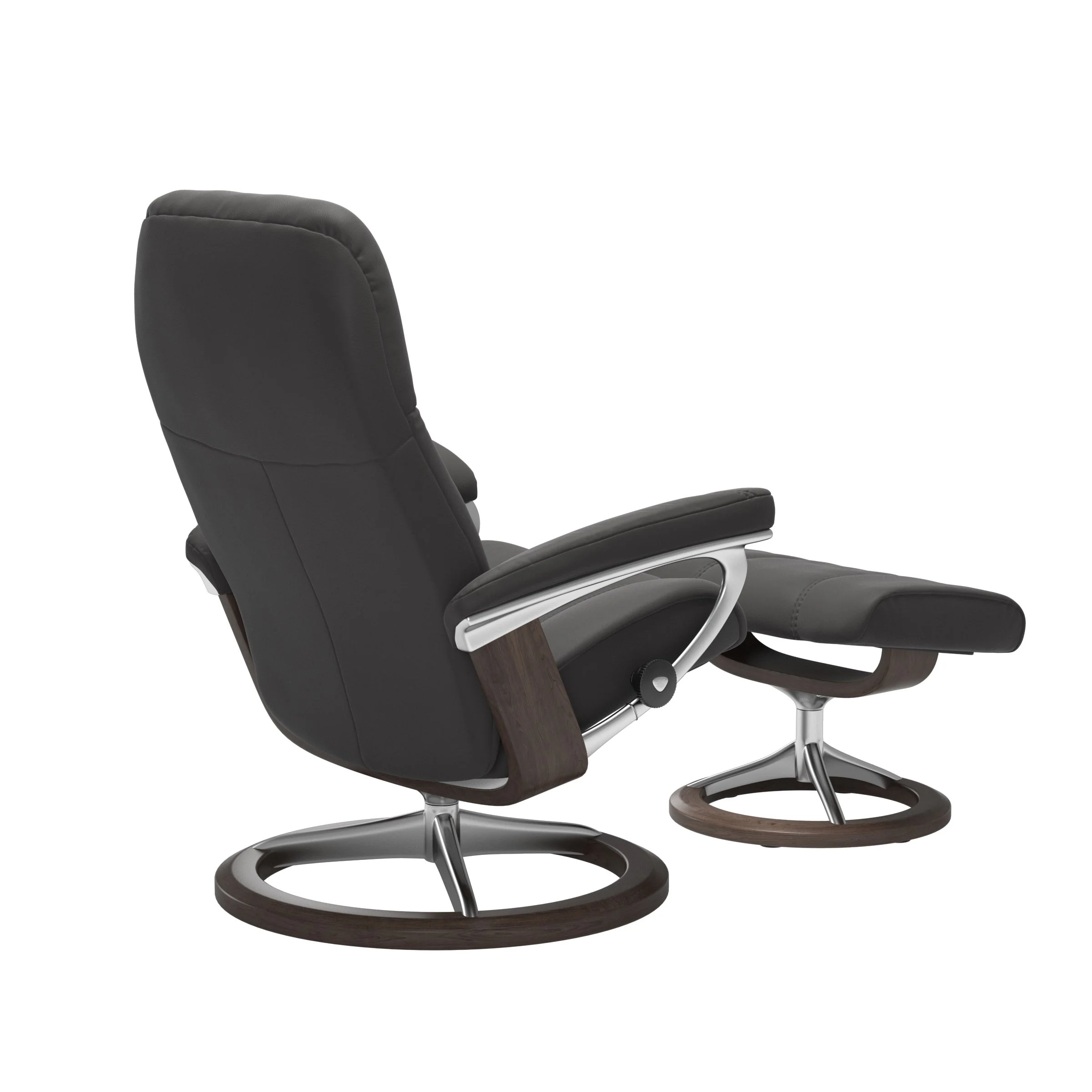 Stressless Consul Signature Sessel mit Hocker M Leder Paloma Rock Wenge Chrom