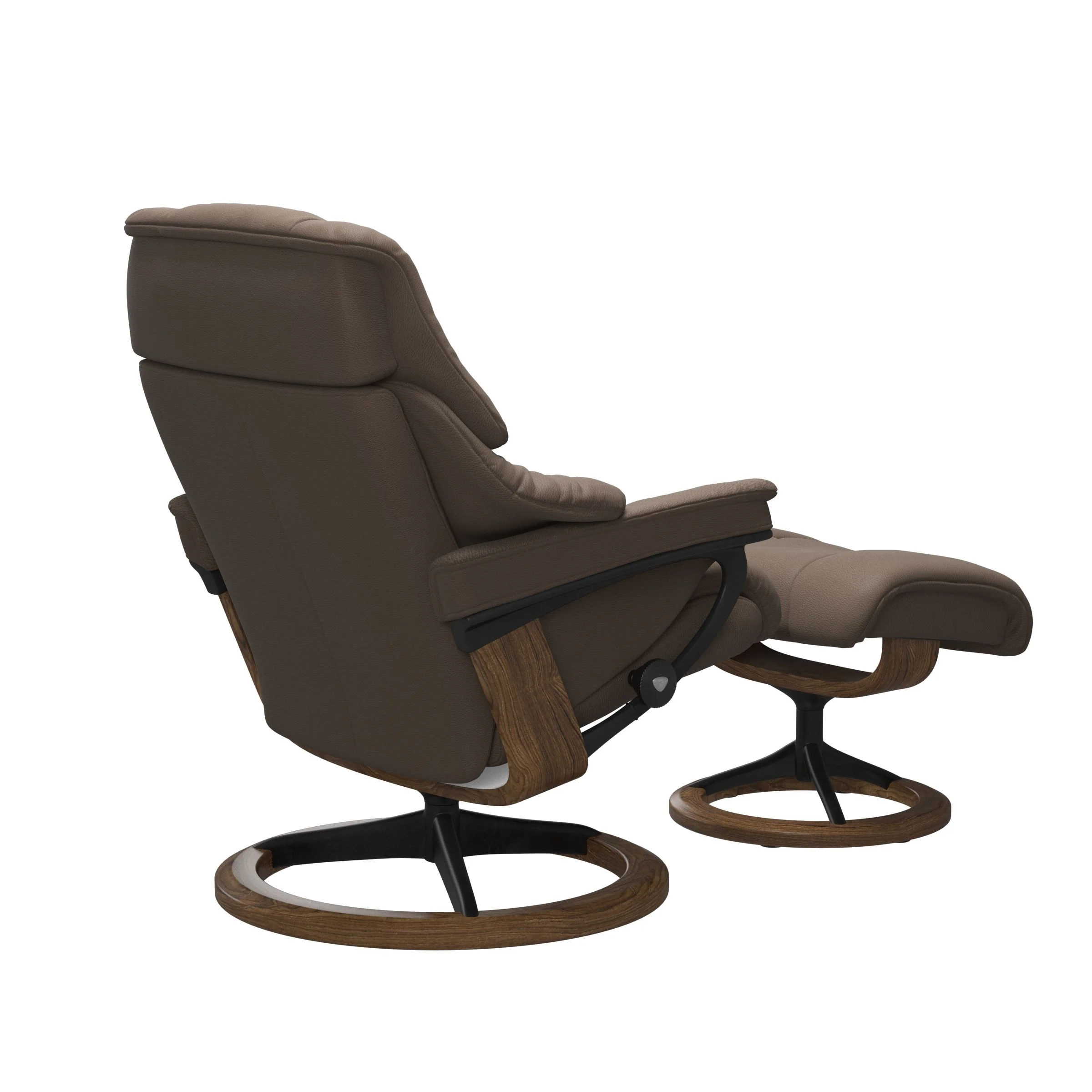 Stressless Reno Signature Sessel mit Hocker M Leder Batick Mole Teak Mattschwarz