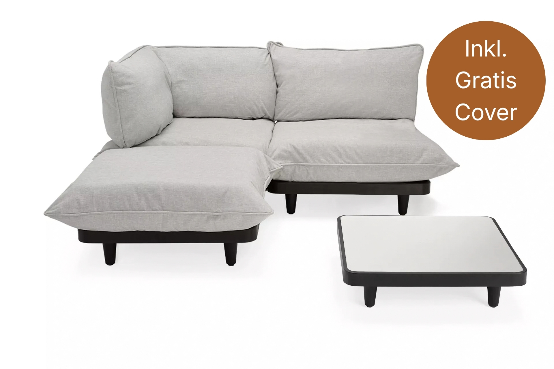 fatboy Gartensofa Paletti Set Medium Incl. L. Grey Table Mist