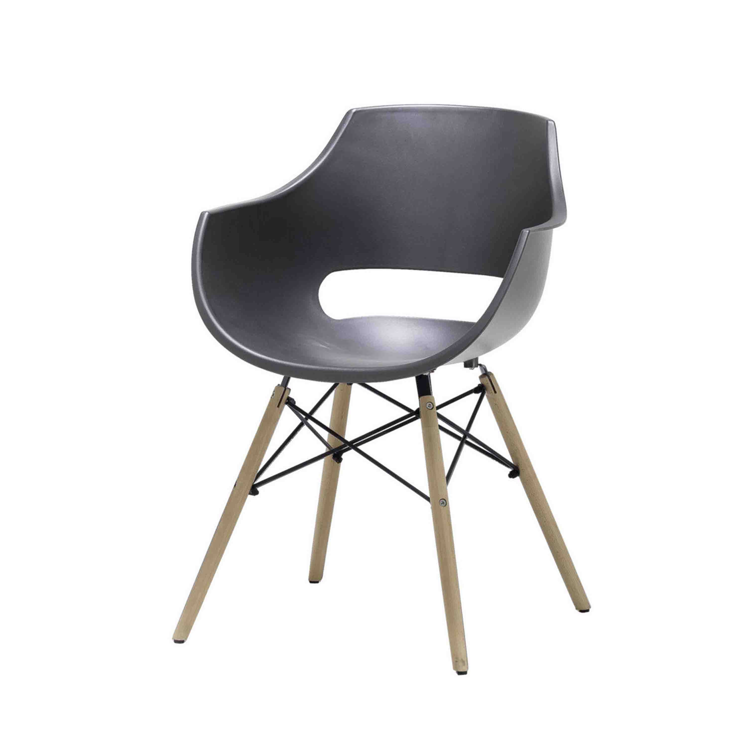 MCA Furniture Schalenstuhl Rockville 4er-Set Gestell Klar lackiert Grau