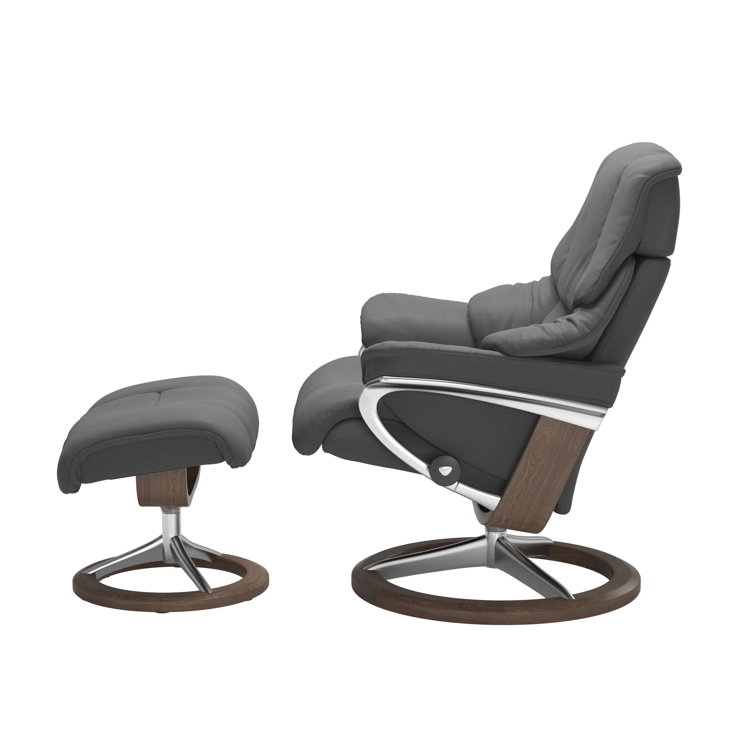 Stressless Reno Signature Sessel mit Hocker M Leder Batick Walnuss Chrom