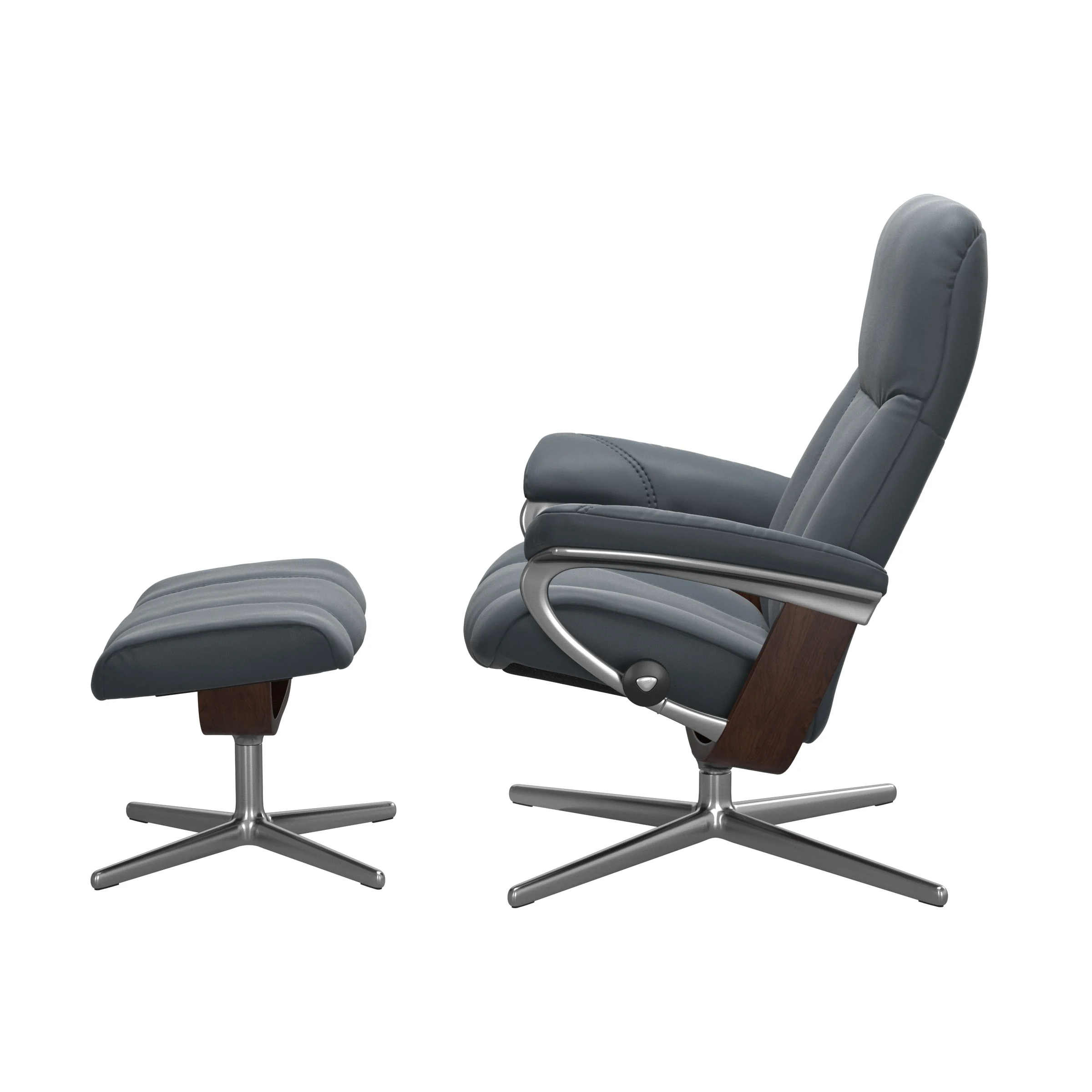 Stressless Consul Cross Sessel mit Hocker M Leder Batick Braun Chrom
