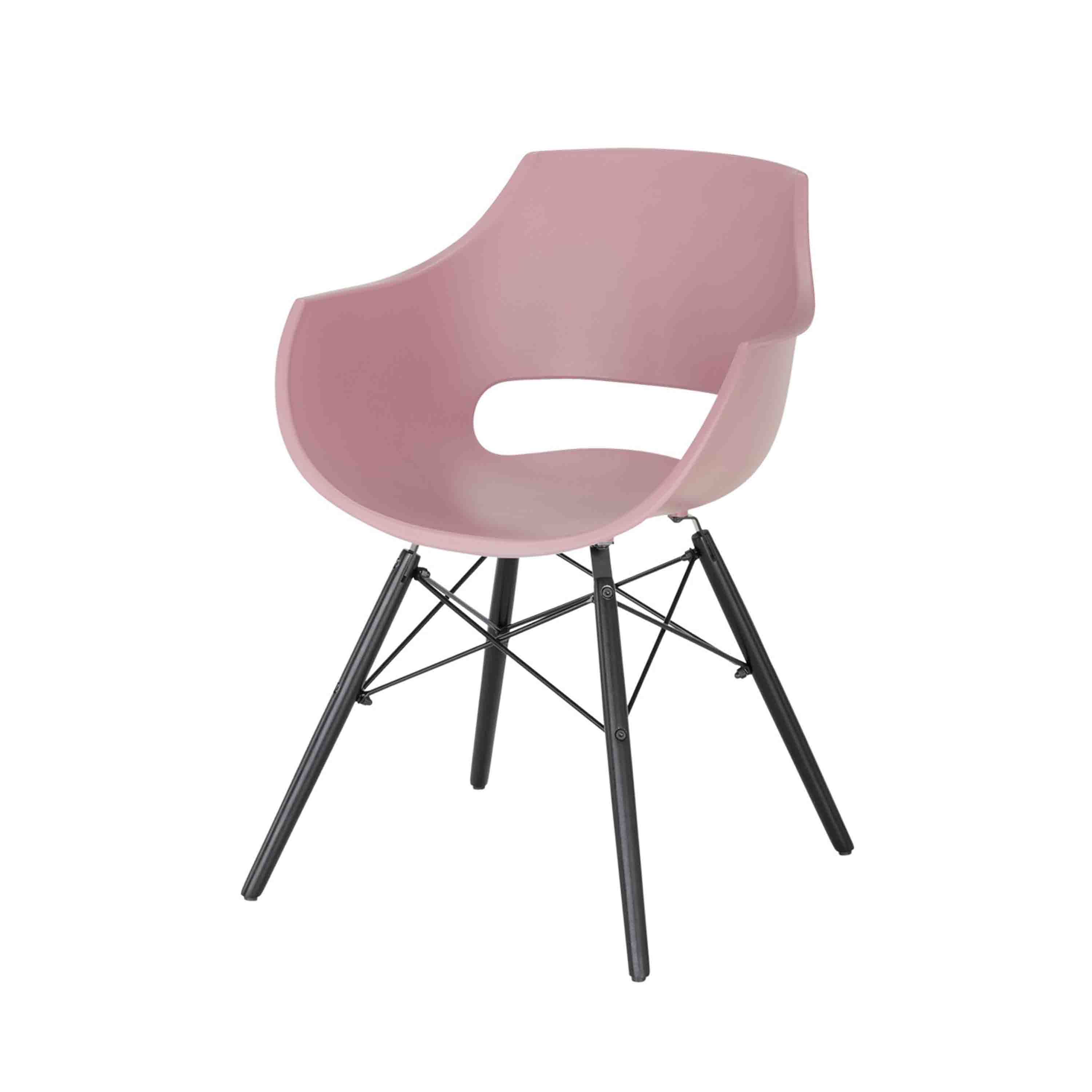 MCA Furniture Schalenstuhl Rockville 4er-Set Gestell Schwarz matt lackiert Rosa