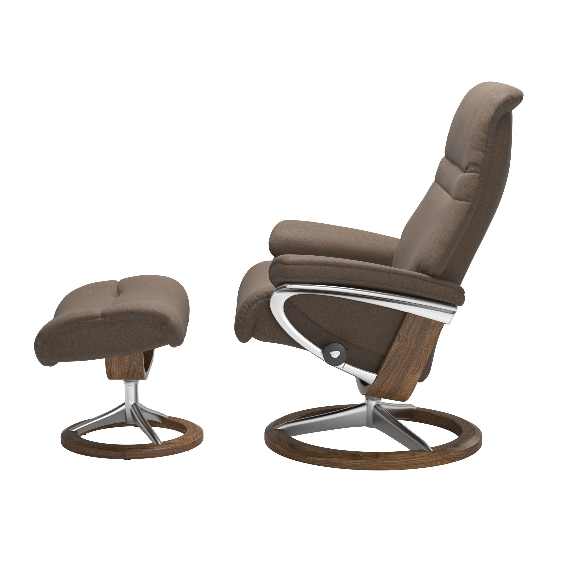 Stressless Sunrise Signature Sessel mit Hocker M Leder Batick Mole Teak Chrom