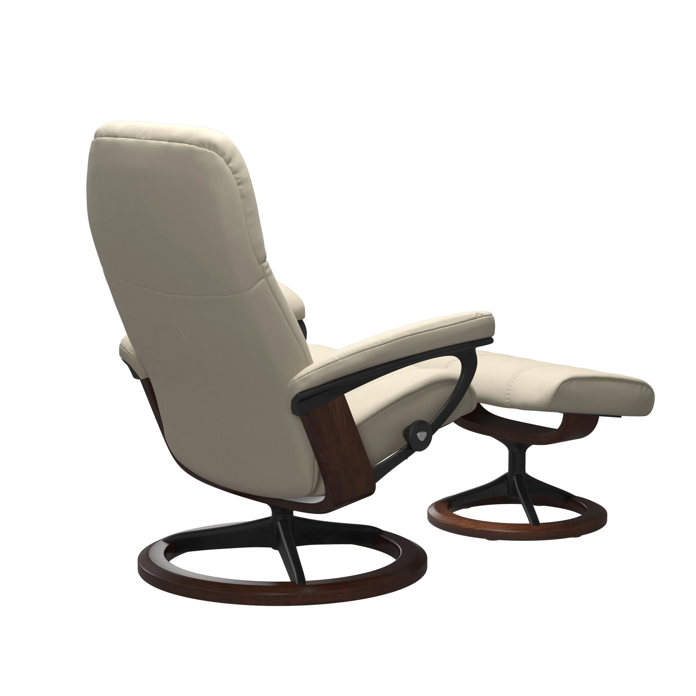 Stressless Consul Signature Sessel mit Hocker M Leder Batick Cream Braun Mattschwarz