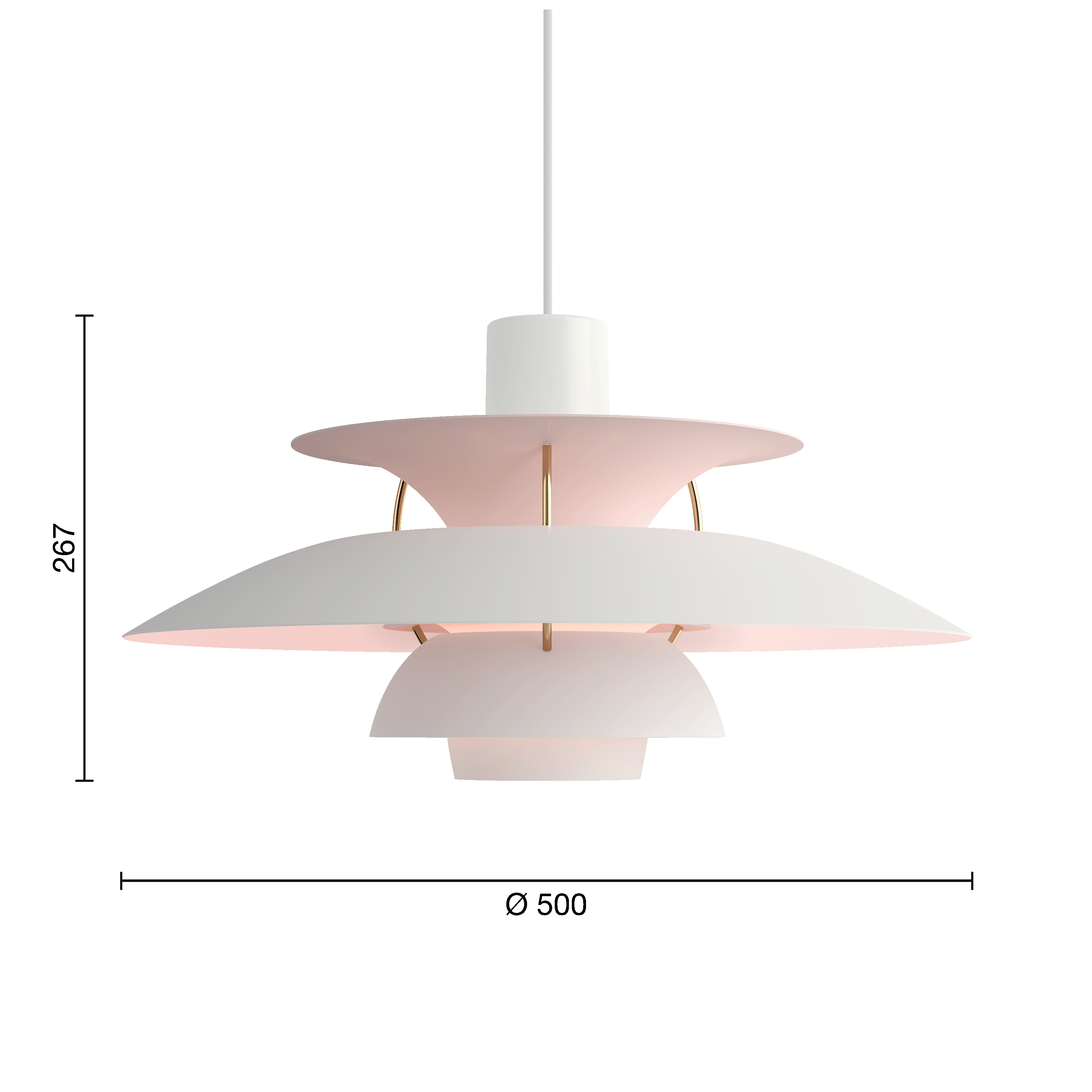 Louis Poulsen Pendelleuchte PH 5 Anniversary Matte White/Pale Rose