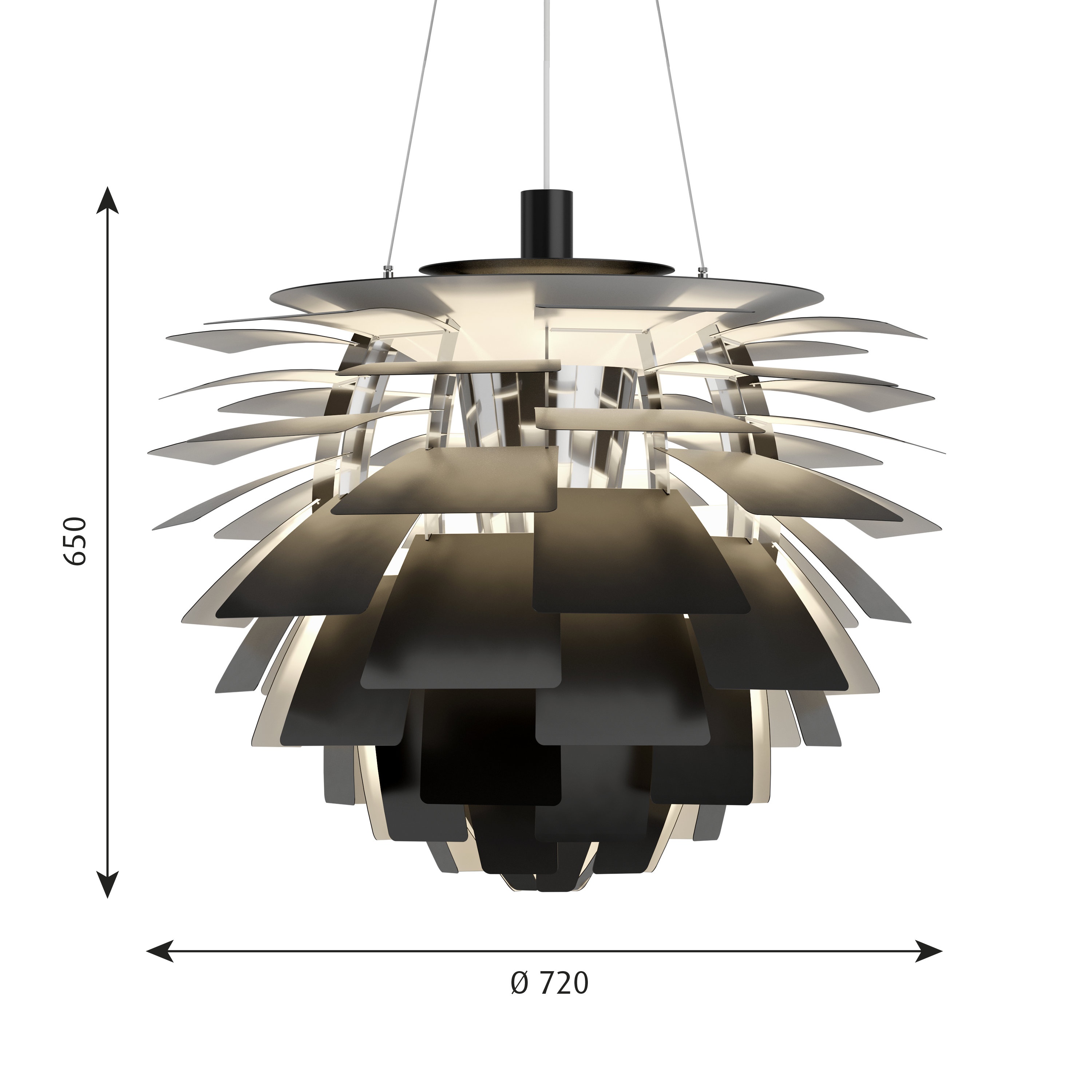 Louis Poulsen Pendelleuchte PH Artichoke Ø720 Wireless Bluetooth Schwarz