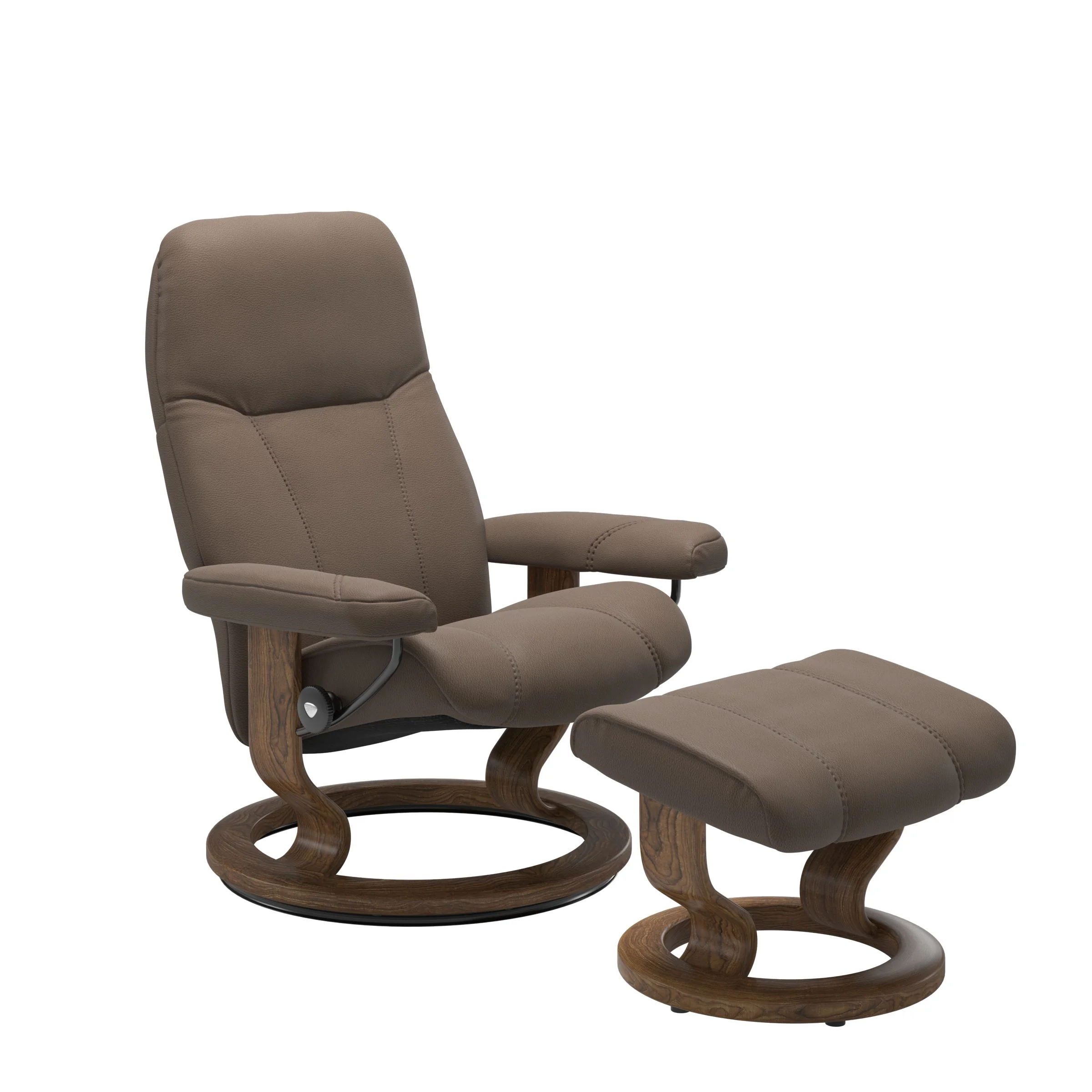 Stressless Consul Classic Sessel mit Hocker M Leder Batick Mole Teak