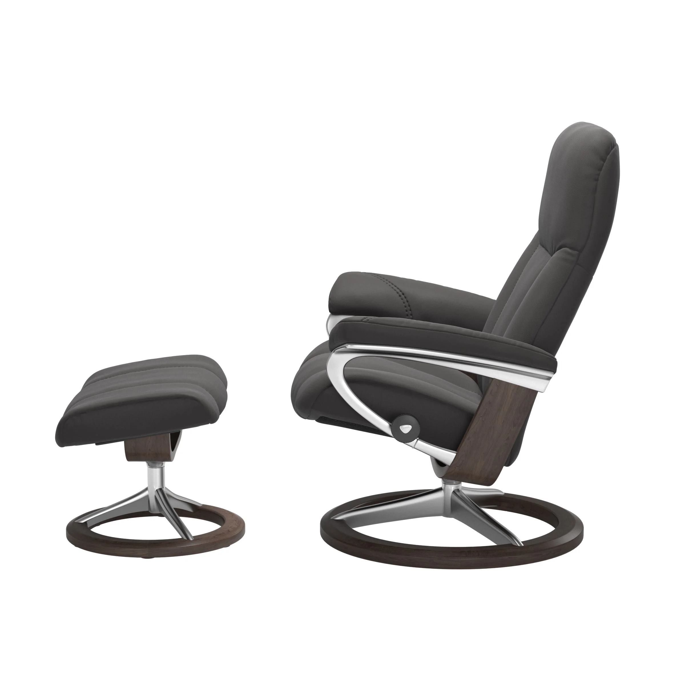Stressless Consul Signature Sessel mit Hocker M Leder Paloma Rock Wenge Chrom