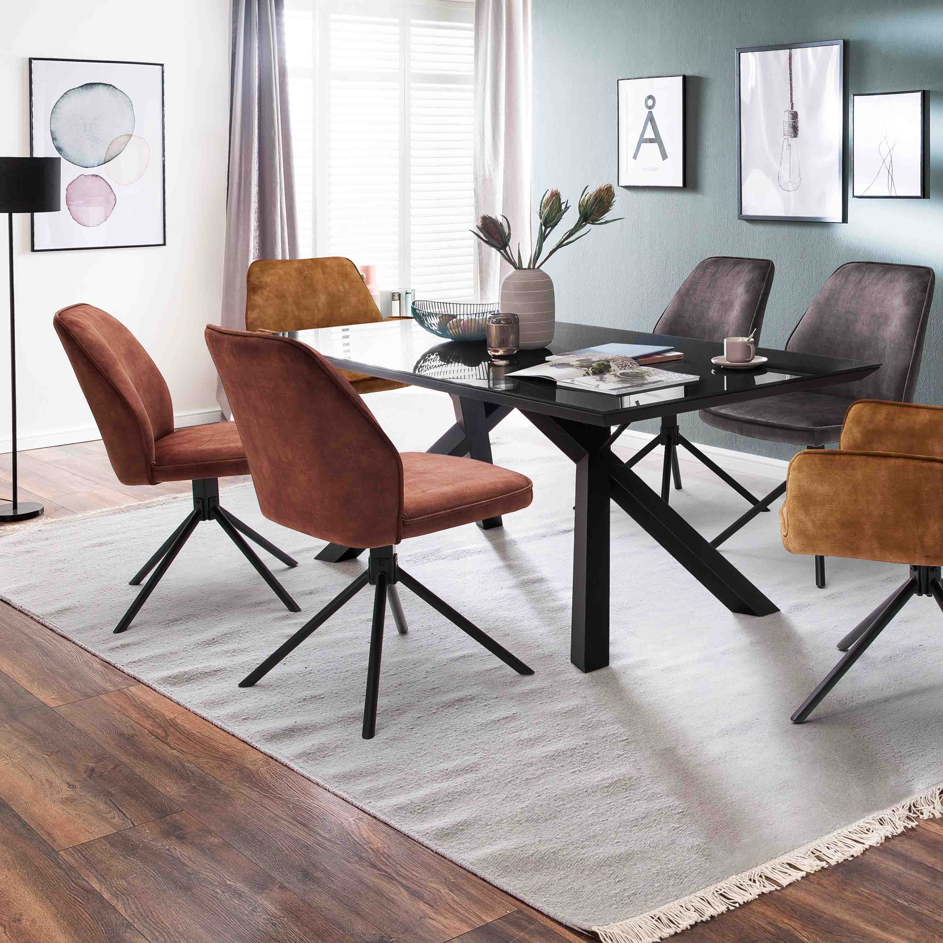 MCA 781828 Furniture 4-Fuß-Stuhl Ottawa Rostbraun | 2er-Set