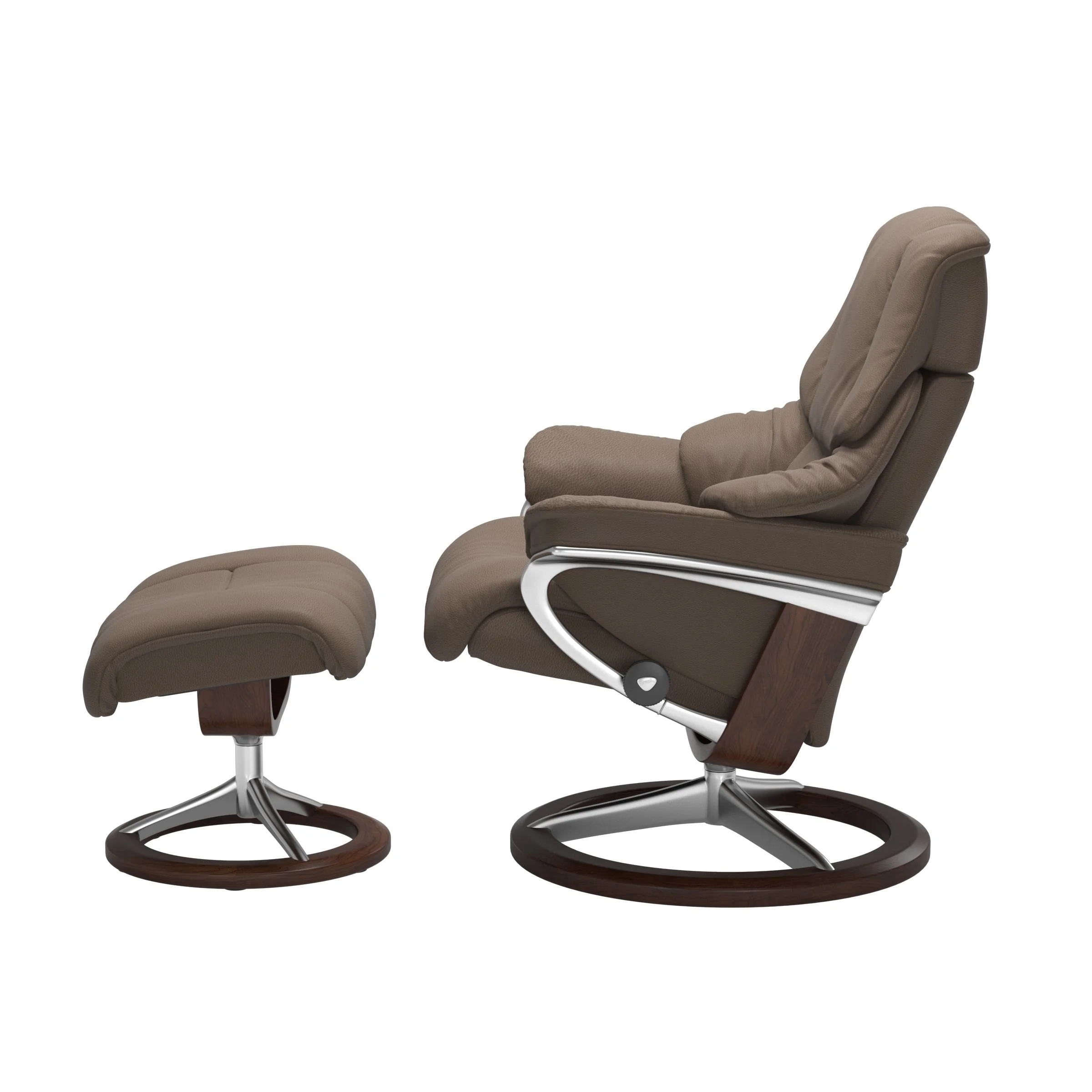 Stressless Reno Signature Sessel mit Hocker M Leder Batick Mole Braun Chrom
