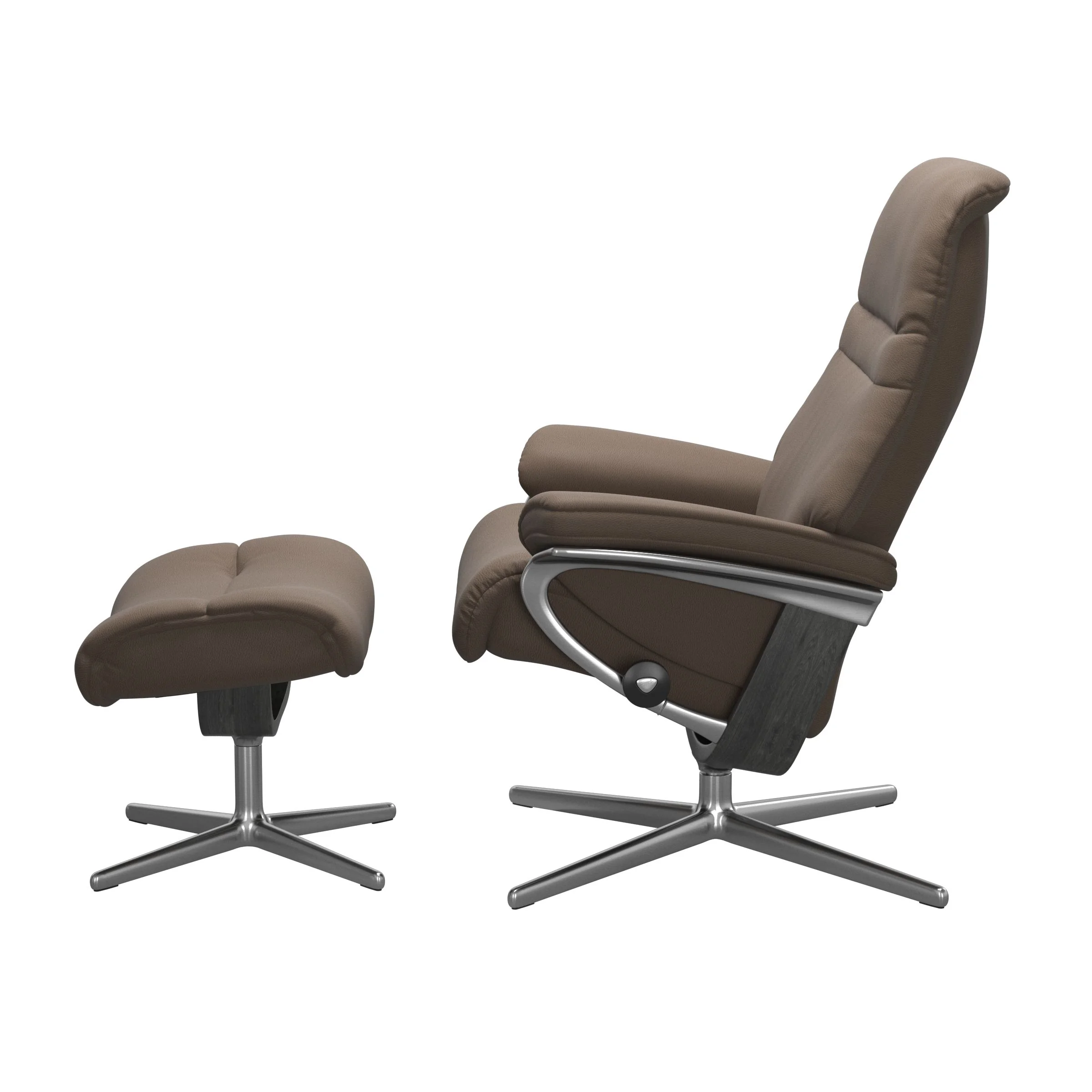 Stressless Sunrise Cross Sessel mit Hocker M Leder Batick Mole Grau Chrom