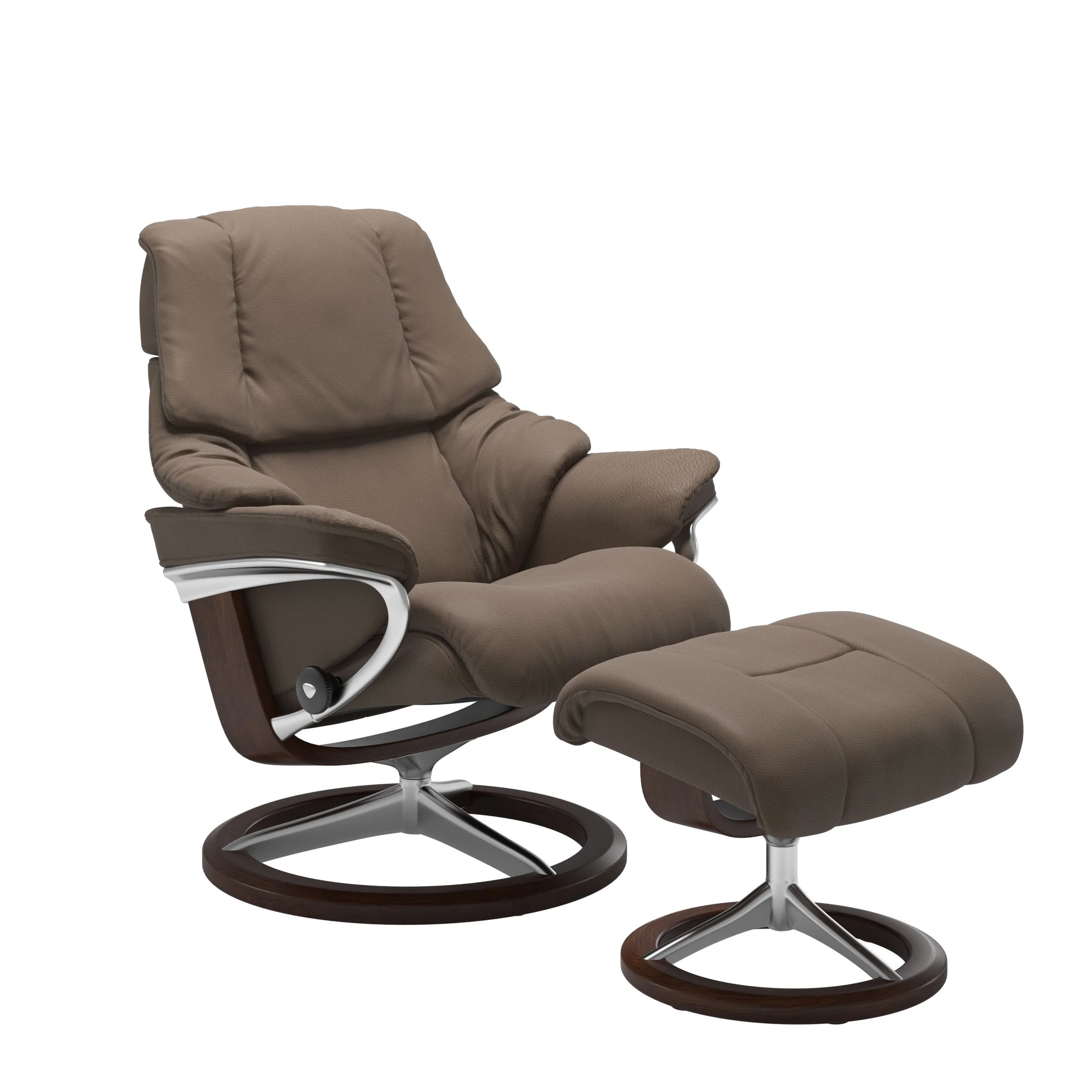 Stressless Reno Signature Sessel mit Hocker M Leder Batick Mole Braun Chrom