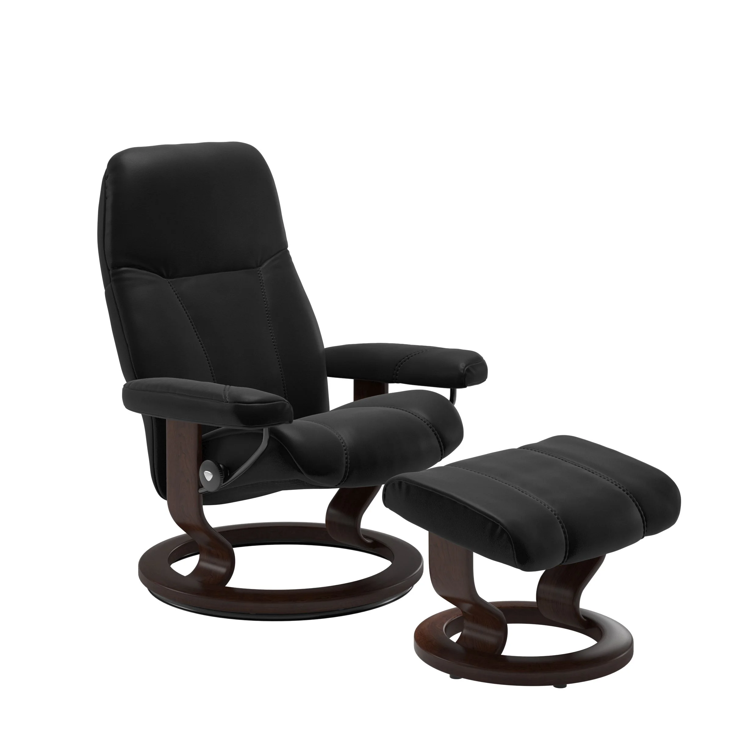 Stressless Consul Classic Sessel mit Hocker M Leder Batick Black Braun